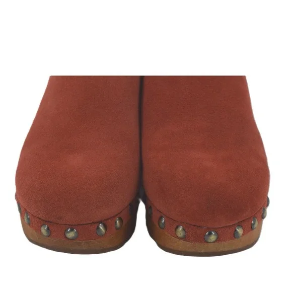 Corso Como Suede Studded Platform Clog Mules Women's Size 7 Rust Orange